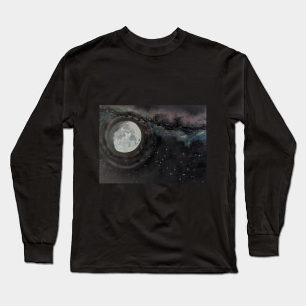 Gibbous Moon and Gemini Stars Long Sleeve T-Shirt by BeeeSWell Artistry